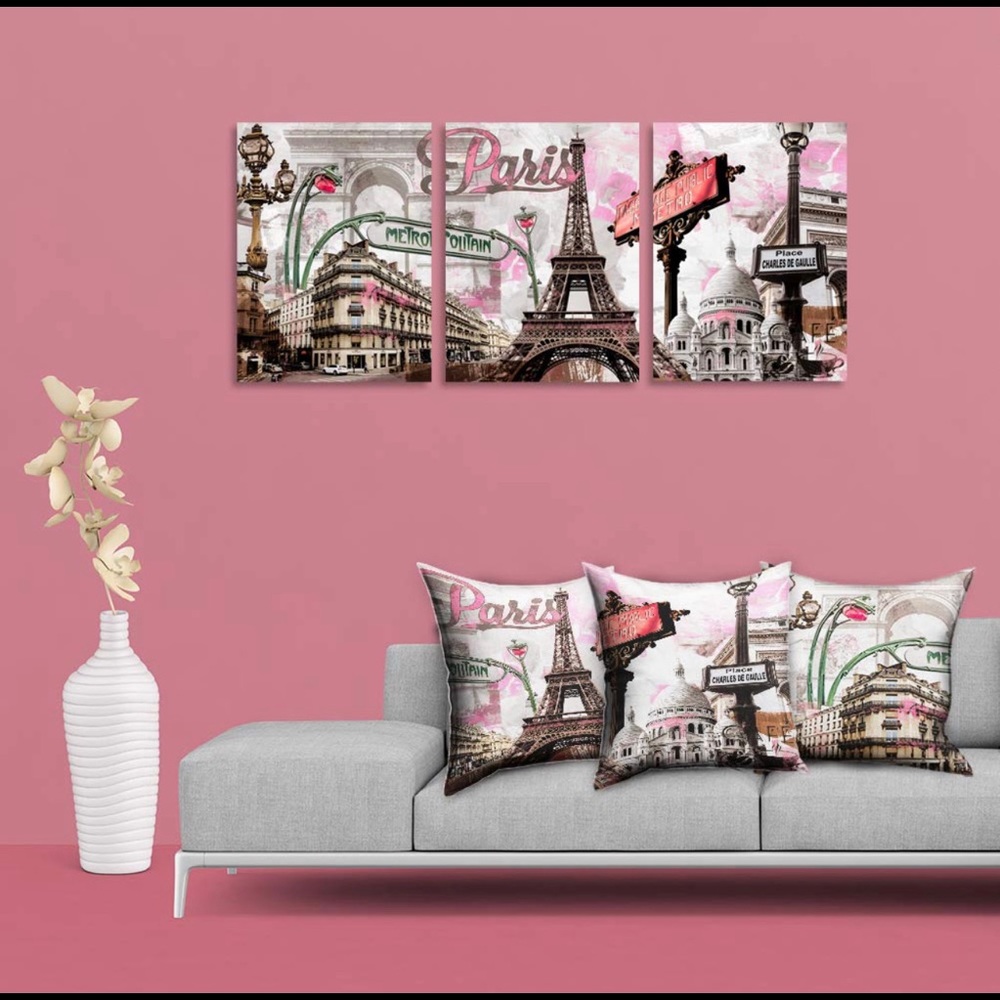 Pink Paris Eiffel Tower Wall Art Decor